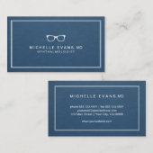 Oogheelkundige Navy Blauwe en Witte Brillen Visitekaartje (Voorkant / Achterkant)