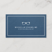 Oogheelkundige Navy Blauwe en Witte Brillen Visitekaartje (Voorkant)