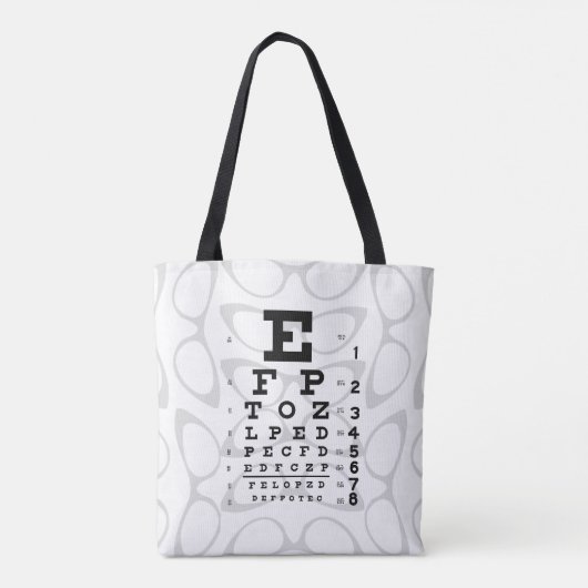 Oogheelkundige Pop Art Retro Eye Chart Cat Eyes Tote Bag (Achterkant)