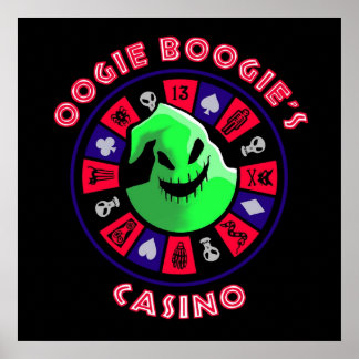 Oogie Boogies Casino Roulette Wheel in Black Ligh Poster