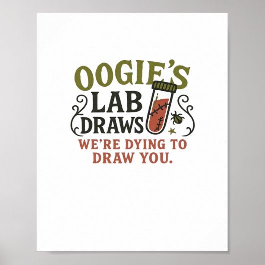 Oogie's Lab Draws - Grappige Halloween Phlebotomis Poster (Voorkant)