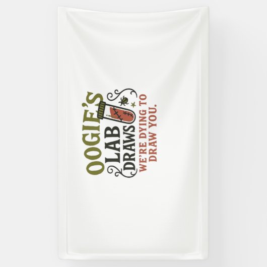 Oogie's Lab Draws - Grappige Halloween Phlebotomis Spandoek (Verticaal)