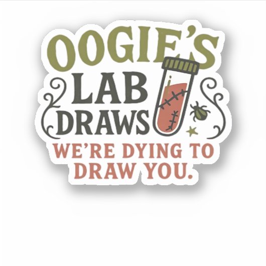 Oogie's Lab Draws - Grappige Halloween Phlebotomis Sticker (Voorkant)