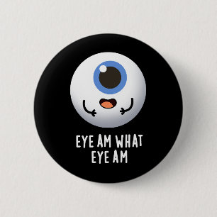 Oogje am Wat is er grappig Eyeball Pun Dark BG Ronde Button 5,7 Cm