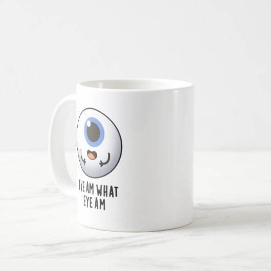 Oogje am Wat is Oye am Funny Eyeball Pun Koffiemok (Voorkant links)
