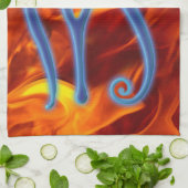 Oogje van het Egyptische Wadjetsymbool Ra & Flames Theedoek (Gevouwen)