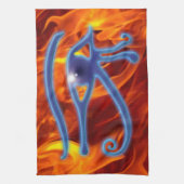 Oogje van het Egyptische Wadjetsymbool Ra & Flames Theedoek (Verticaal)