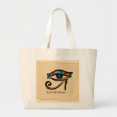 Oogje van Horus op papyrus, Egyptische hiërogliefe Grote Tote Bag (Voorkant)