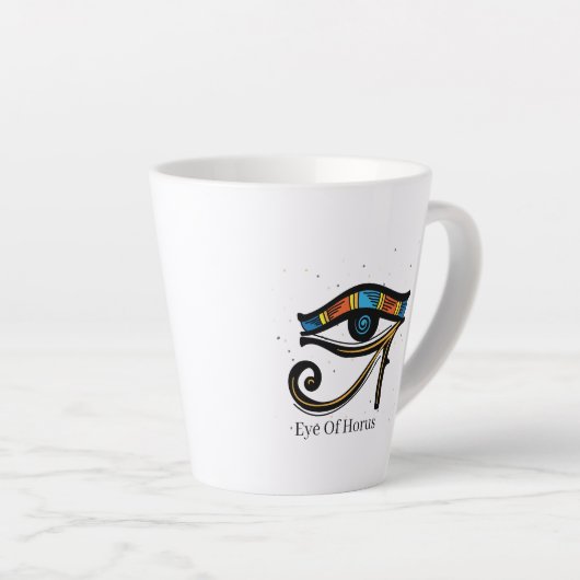 Oogje van Horus op papyrus, Egyptische hiërogliefe Latte Mok (Rechterhoek)