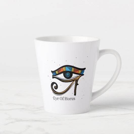 Oogje van Horus op papyrus, Egyptische hiërogliefe Latte Mok (Rechts)