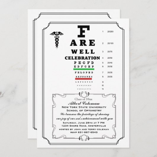Oogkaart Afscheidsuitnodiging Kaart (Voorkant / Achterkant)