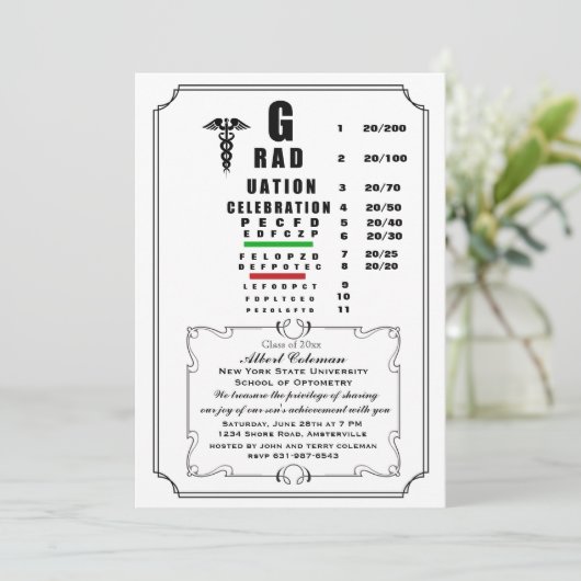 Oogkaart Afstuderen uitnodiging (Staand voorkant)