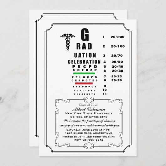 Oogkaart Afstuderen uitnodiging (Voorkant / Achterkant)