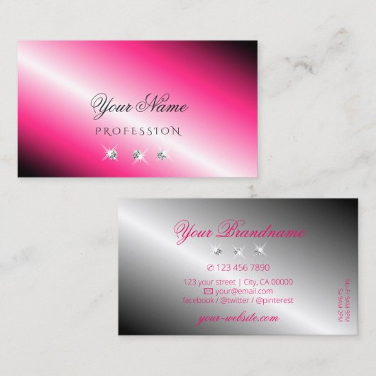 Oogkleurig met roze zilversparkle diamant stijlvol visitekaartje (Voorkant / Achterkant)