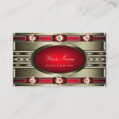 Oogkleurige kleuren rood met Faux Diamonds Visitekaartje (Voorkant)