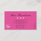 Oogkleurige zwarte roze ruitjes met Logo Visitekaartje (Achterkant)