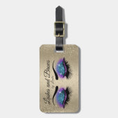 Oogknollen en robogen - Blauw en goudblauw Bagagel Bagagelabel (Voorkant verticaal)