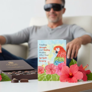Ooglasikchirurgie geneest rode ara's, hibiscus kaart