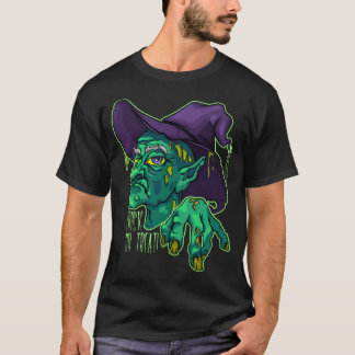 Ooglijk beangstigend oud heks halloween t-shirt