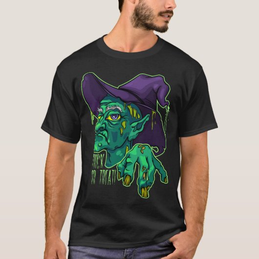 Ooglijk beangstigend oud heks halloween t-shirt (Voorkant)