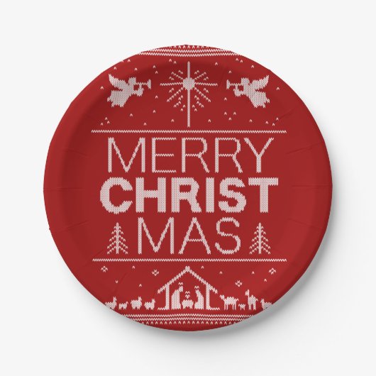 Ooglijk prettige kerstkeuken Religieuze Christus R Papieren Bordje (Voorkant)