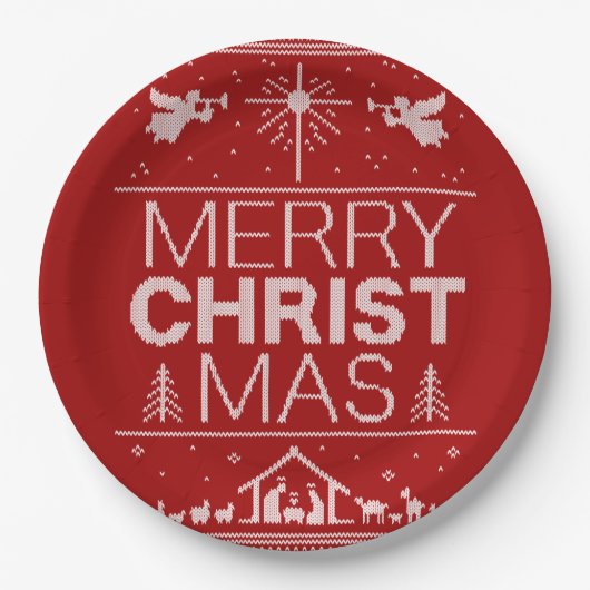 Ooglijk prettige kerstkeuken Religieuze Christus R Papieren Bordje (Voorkant)