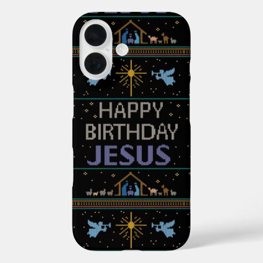 Ooglly Merry KerstSweater Happy Birthday Jesus Case-Mate iPhone Case (Achterkant)
