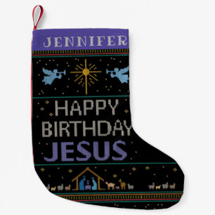 Ooglly Merry KerstSweater Happy Birthday Jesus Kleine Kerstsok