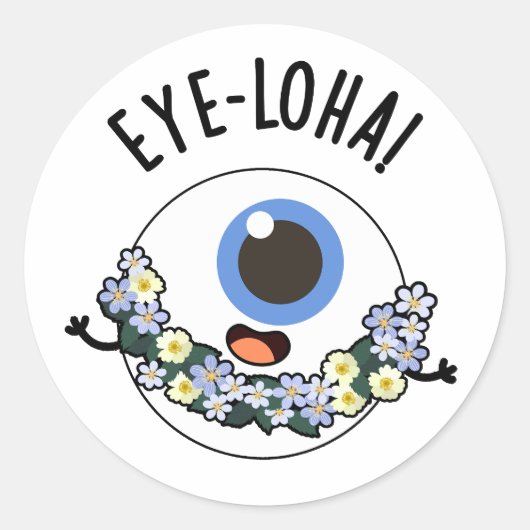 Oogloha Funny Eye Pun Ronde Sticker (Voorkant)