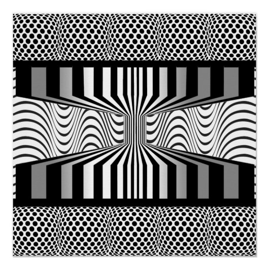 Oogmuur Op Art Black en White Poster (Voorkant)