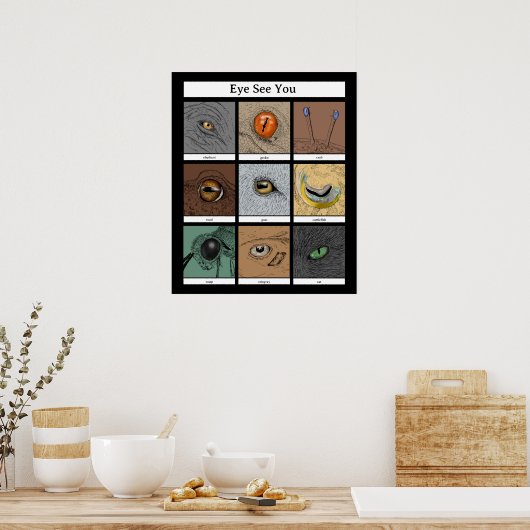 Oogogen Zie je Dierenpruim, dierogen Poster (Keuken)