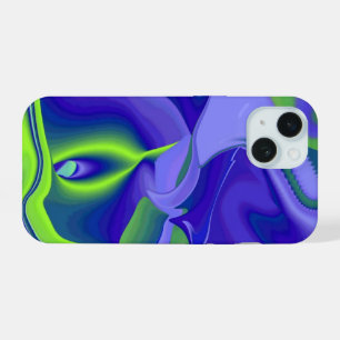 Oogoog, 3D Abstract in groen blauw paars iPhone 15 Case