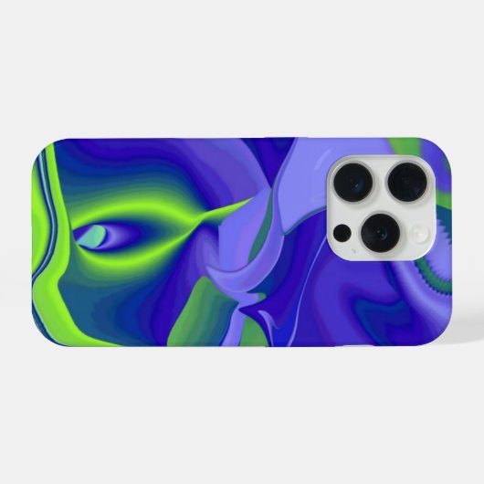 Oogoog, 3D Abstract in groen blauw paars iPhone Hoesje (Achterkant horizontaal)
