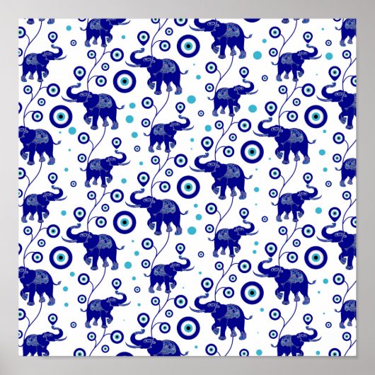 Oogoog Elephant Good Luck amulet patroon Poster (Voorkant)