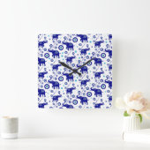 Oogoog Elephant Good Luck amulet patroon Vierkante Klok (Huis)