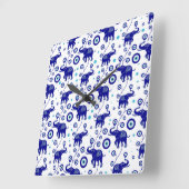 Oogoog Elephant Good Luck amulet patroon Vierkante Klok (Hoek)