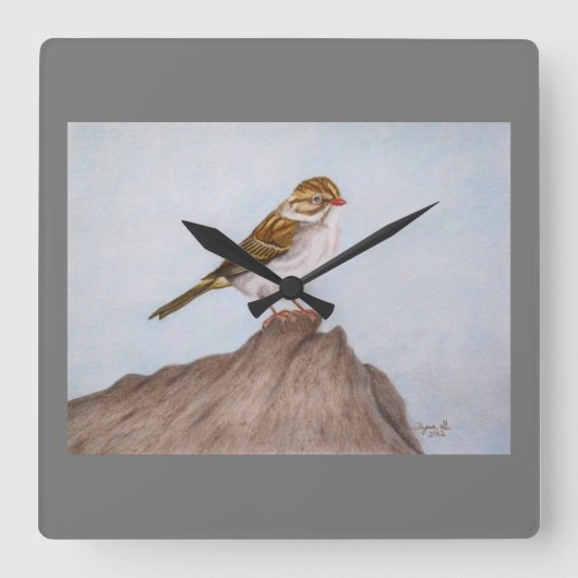 Oogoog op de Sparrow Wall Clock Vierkante Klok (Voorkant)