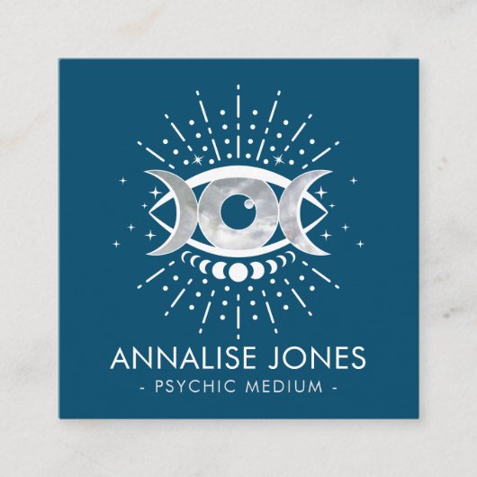 Oogoog - Triple Moon - White en Pearl Vierkante Visitekaartje (Voorkant)