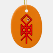 Oogoog van Odin Viking Bindrune Yule Keramisch Ornament (Achterkant)