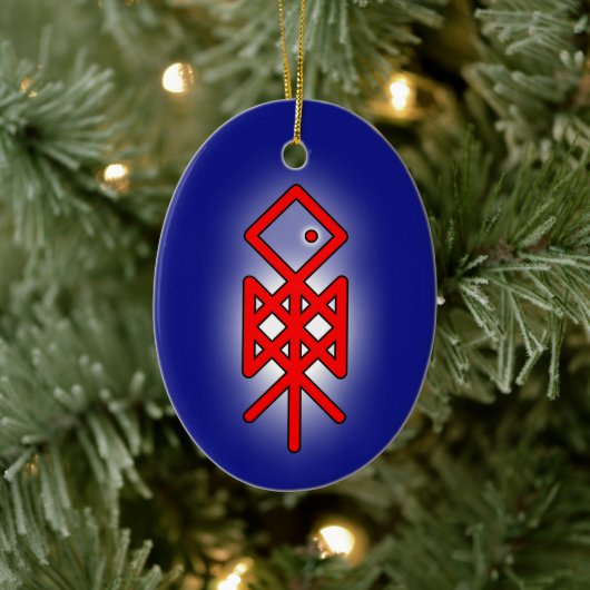 Oogoog van Odin Viking Bindrune Yule Keramisch Ornament (Boom)
