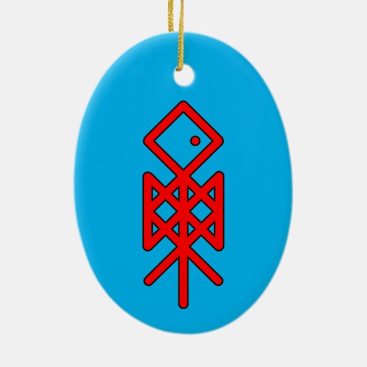 Oogoog van Odin Viking Bindrune Yule Keramisch Ornament (Achterkant)