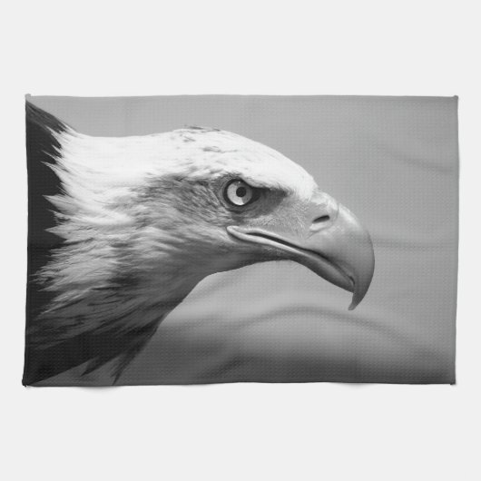 Oogoog van zwarte en witte arend theedoek (Horizontaal)