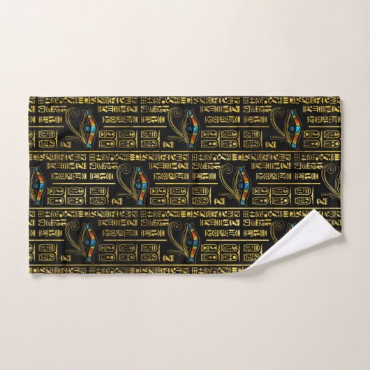 Oogpatroon van Horus en Egyptische hiërogliefen Bad Handdoek (Handdoek)