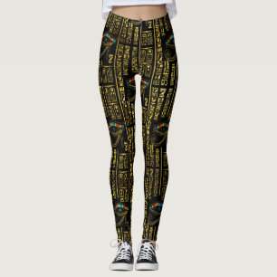 Oogpatroon van Horus en Egyptische hiërogliefen Leggings