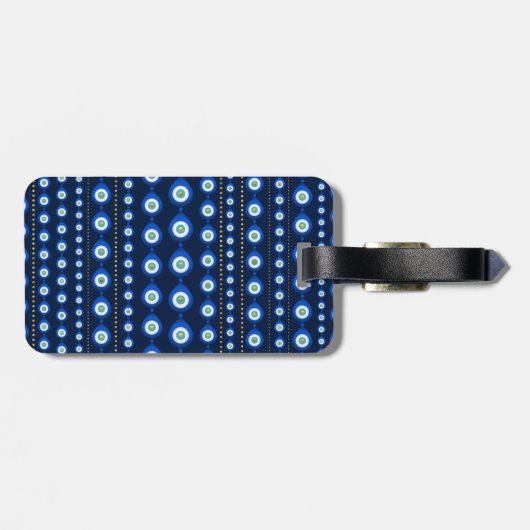 Oogpatroon voor het aambeeld - donkerblauw met gou bagagelabel (Achterkant horizontaal)