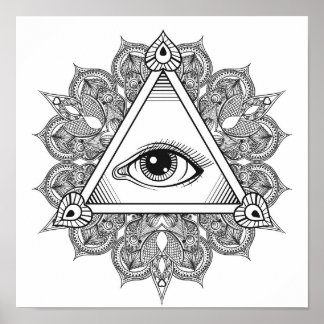 Oogpiramide Symbool Doodle 2 Poster
