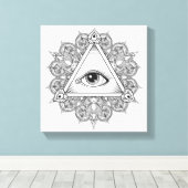 Oogpiramide symbool Doodle 6 Canvas Afdruk (Insitu (Houten vloer))
