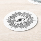 Oogpiramide Symbool Doodle Ronde Kartonnen Onderzetter (Gebogen)