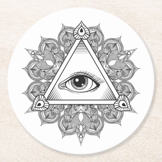 Oogpiramide Symbool Doodle Ronde Kartonnen Onderzetter (Voorkant)
