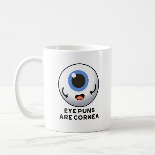 Oogpuns zijn cornea grappige lichaam woordspeling koffiemok (Links)